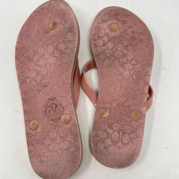 COACH Abbigail Rubber ROSE Turnlock Flip Flops Sz 7 - Picture 4 of 8
